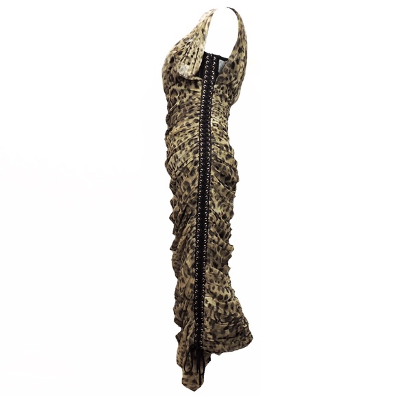 DOLCE & GABBANA 🇮🇹 WOMEN'S BROWN COTTON AND SILK FASHION EVENING DRESS 44 SIZE